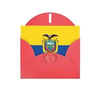 PHAYAH Tarjetas navideñas con diseño de bandera de Ecuador (10 piezas) con sobres rojos, adecuadas para aniversarios de boda e invitaciones de fiesta