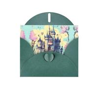 PHAYAH Tarjetas navideñas con diseño de castillo de cuento de hadas (10 piezas) con sobres verde oscuro, adecuadas para aniversarios de boda e invitaciones de fiesta