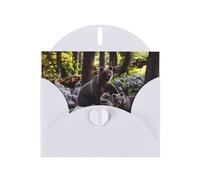 PHAYAH Tarjetas navideñas con diseño de osos negros y pequeños, ideales para Navidad, aniversarios de boda e invitaciones de fiesta, sobres blancos a juego