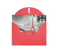PHAYAH Tarjetas navideñas con diseño de Torre París, ideales para Navidad, aniversarios de boda e invitaciones de fiesta, sobres rojos a juego