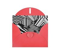 PHAYAH Tarjetas navideñas con patrón de líneas geométricas en blanco y negro, ideales para Navidad, aniversarios de boda e invitaciones de fiesta, sobres rojos a juego