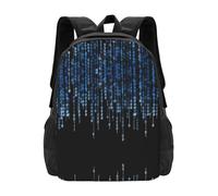PHAYAH The Blue Binary Pattern Casual Shoulder Classic Basic Travel Backpack Travel and Outdoor Activities Resistant