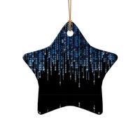 Phayah The Blue Binary Pattern Ceramic Star Shape Christmas Tree Ornaments, Family New Year Home Souvenirs For Meeting