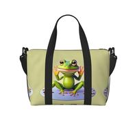 Phayah The Funny Frog Doing - Bolsa de lona para yoga, viajes, fin de semana, gimnasio, para mujeres y niñas, resistente al agua, Black, Talla única