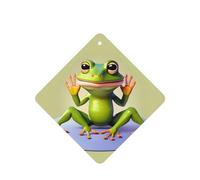 Phayah The Funny Frog Doing Yoga - Ambientador de coche con aroma a lavanda, tarjeta cuadrada para colgar, tarjeta perfumada para colgar, 4 piezas para cajones de armario de automóviles