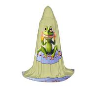 PHAYAH The Funny Frog Doing Yoga Pattern Halloween Witch Witchcraft Hooded Robe Cape Christmas Hoodie Cosplay Masquerade Party Dress Gift Costume S