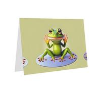 PHAYAH The Funny Frog Doing Yoga - Tarjetas de felicitación en blanco con sobres, 10 x 15 cm, tarjetas de agradecimiento para Navidad, vacaciones, cumpleaños, graduación, aniversario, color rosa