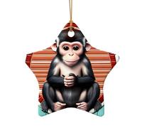 Phayah The Silent Monkey - Adorno de cerámica con forma de estrella para árbol de Navidad, recuerdo para el hogar de Año Nuevo, para reuniones, decoración colgante