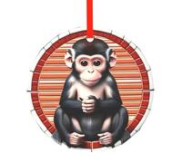 Phayah The Silent Monkey - Adorno redondo de cristal para decoración de árbol de Navidad, adecuado para Año Nuevo, hogar y reuniones