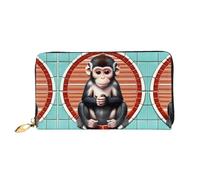 PHAYAH The Silent Monkey - Cartera de piel para mujer, tarjetero de crédito, cartera larga para mujer