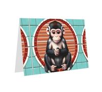 PHAYAH The Silent Monkey - Tarjetas de felicitación en blanco con sobres, 10 x 15 cm, tarjetas de agradecimiento para Navidad, vacaciones, cumpleaños, graduación, aniversario, color gris