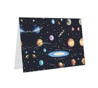 PHAYAH The Solar Family Pattern Tarjetas de felicitación en blanco con sobres, 10 x 15 cm, tarjetas de agradecimiento para Navidad, vacaciones, cumpleaños, graduación, aniversario, color verde oscuro