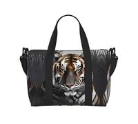 Phayah Tiger at Rest - Bolsa de viaje para fin de semana, gimnasio, para mujeres y niñas, resistente al agua, Black, Talla única