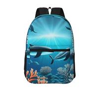 PHAYAH Tiger At Rest - Mochila con patrón de 17 pulgadas, 18 l, gran capacidad, correas de hombro ajustables, bolsa simple para todos, Whales Under the Sea, talla única