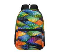 PHAYAH Tiger At Rest - Mochila con patrón de 17 pulgadas, 18 l, gran capacidad, correas de hombro ajustables, bolsa simple para todos, Escamas de peces arcoíris, talla única