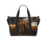 Phayah Tractor In The Field - Bolsa de viaje deportiva, bolsa de gimnasio, bolsa de hombro para fin de semana, para mujer, color negro, talla única, Negro, One Size
