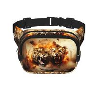Phayah Two Tigers On Fire - Riñonera con correa ajustable para hombre y mujer, para exteriores, entrenamiento, viajes, casual, correr, senderismo, ciclismo