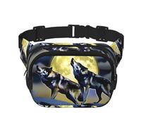 Phayah Two Wolves Whistling At The Moon - Riñonera para hombres y mujeres con correa ajustable para exteriores, entrenamiento, viajes, casual, correr, senderismo, ciclismo