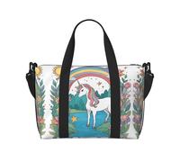 Phayah Unicorns By The River - Bolsa de viaje de viaje, bolsa de gimnasio, bolsa de hombro para fin de semana, para mujer, color negro, talla única, Negro, One Size
