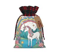 PHAYAH Unicorns By The River - Bolsas de Navidad con cordón, bolsas de regalo de Navidad, bolsas de dulces de Navidad, bolsas de golosinas, bolsas de recuerdos de fiesta, tamaño mediano
