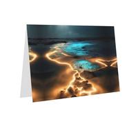 PHAYAH View Under The Moon - Tarjetas de felicitación en blanco con sobres, 10 x 15 cm, tarjetas de agradecimiento para Navidad, vacaciones, cumpleaños, graduación, aniversario, color azul