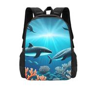 PHAYAH Whales Under The Sea Pattern - Bolsa ligera para laptop de 16.5 pulgadas para niñas y mujeres, mochila informal para el regreso a la escuela