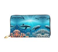 PHAYAH Whales Under The Sea Pattern - Cartera larga con cremallera para mujer, de piel, gran capacidad, tarjetero