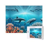 Phayah Whales Under The Sea Puzzles - Rompecabezas de madera de 500 piezas para familia, amigos, decoración del hogar, arte de pared, 20.4 x 38.1 cm