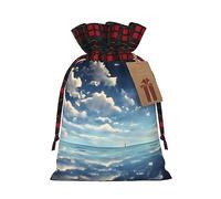 PHAYAH White Clouds Over The Sea - Bolsa de regalo de arpillera con cordón para Navidad, bolsa de almacenamiento adecuada para Navidad, fiesta de cumpleaños