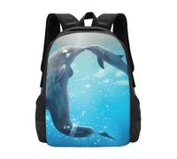 PHAYAH Winter The Dolphin Pattern Casual Shoulder Classic Basic Travel Backpack Travel and Outdoor Activities Resistant