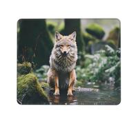 PHAYAH Wolf After Rain - Alfombrilla de mouse inalámbrica portátil, base de goma antideslizante, superficie lisa para oficina y viajes, 8.3 x 10.3 pulgadas