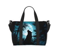 Phayah Wolf Under The Moon - Bolsa de viaje para fin de semana, gimnasio, para mujeres y niñas, resistente al agua, Negro -, Talla única