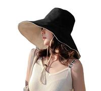 Phayee Sombrero de Pescador de Ala Ancha Plegable para Mujer - Anti-UV, Playa, Verano Con Cordón Antitanque