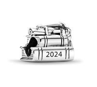 PHCLASY 2024 Graduación Charms Abalorios Colgante Cuentas Plata Ley 925 Compatible Europeo Pulsera Collar,Graduación Abalorios para mujer (Libro de graduación 2024)