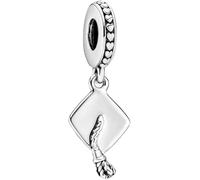 PHCLASY 2024 Graduación Charms Abalorios Colgante Cuentas Plata Ley 925 Compatible Europeo Pulsera Collar,Graduación Abalorios para mujer (Sombrero de graduación azul)