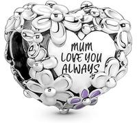 PHCLASY Abalorio para mamá, compatible con pulseras y collares, joyería para mujer, abalorio de madre de plata de ley 925, Zirconia cúbica, Abalorios Always Love You Mum