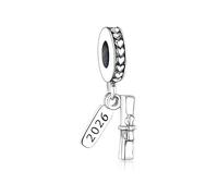 PHCLASY Diplomado Charm Bead Compatible para pulseras europeas y collares graduación encantos y perlas para mujer, 4.5 - 5.0 mm, Zirconia cúbica