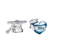 PHCLASY Diplomado Charm Bead Compatible para pulseras europeas y collares graduación encantos y perlas para mujer, Zirconia cúbica