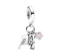 PHCLASY Diplomado Charm Bead Compatible para pulseras europeas y collares graduación encantos y perlas para mujer, 4,5 - 5,0 MM, Zirconia cúbica