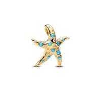 PHCLASY Estrella de mar de oro Charms Abalorios Colgante de Cuentas Plata de Ley 925 con Circonita Cúbica Compatible con Europeo Pulsera Collar,Charms de Para Mujer