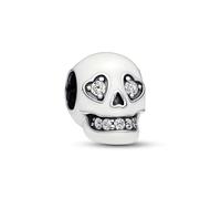 PHCLASY Glow-in-the-dark Sparkling Skull Charm Colgantes de Cuentas con Circonita Cúbica,Halloween Abalorios Para Mujer
