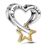 PHCLASY Mi estrella de la suerte Charm Abalorios Navidad Colgante de Plata de ley con Circonita Cúbica Transparente Charms Para Pulseras