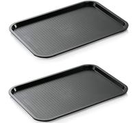 PHCOMRICH Palet x 2, Bandeja de Servicio Multiusos, Negro, Antideslizante, Material de Polipropileno Apto para Alimentos, Tres tamaños (41,5 x 30,5 cm)