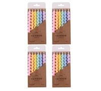 PHD CAKE Velas de cumpleaños en espiral de arco iris de 24 unidades con soportes, velas de fiesta, velas de pastel