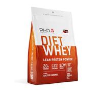 PhD Diet Whey, Caramelo Salado, 2 kg | Batido Alto en Proteínas y Bajo en Azúcar, 20 g de Proteína con CLA, L-Carnitina, Té Verde y Linaza