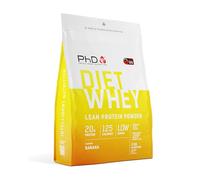 PhD Diet Whey, Plátano, 2 kg | Batido Alto en Proteínas y Bajo en Azúcar, 20 g de Proteína con CLA, L-Carnitina, Té Verde y Linaza