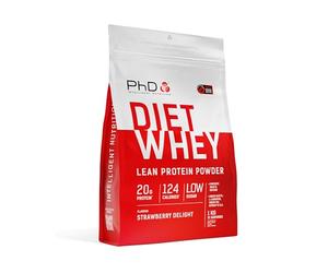 PhD Nutrition Diet Whey Protein en polvo 1kg Fresa, Proteína en polvo baja en calorías para complementar la dieta con 16g de proteína por ración