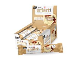 PhD Smart Protein Bar, Blondie de Chocolate Blanco, 12 x 64g | Barrita Snack Alta en Proteínas y Baja en Azúcar, Centro de Proteína de Suero, Snack Macro-Friendly