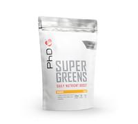 PhD Super Greens Polvo 300 g Mango - Polvo superalimento con valiosas vitaminas y nutrientes, polvo vitamínico con 18 variedades de frutas y verduras