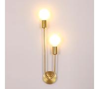 Pheashine Aplique de Pared Vintage Dorada, Lámpara de Pared de Metal E27 | Lámpara Industrial de Doble Cabezal para Dormitorio, Salón, Comedor, Cafetería, Bar, Restaurante